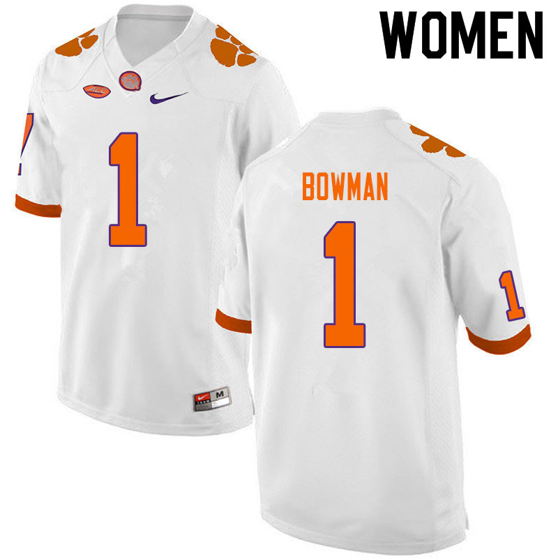 Women #1 Demarkcus Bowman Clemson Tigers College Football Jerseys Sale-White - Click Image to Close